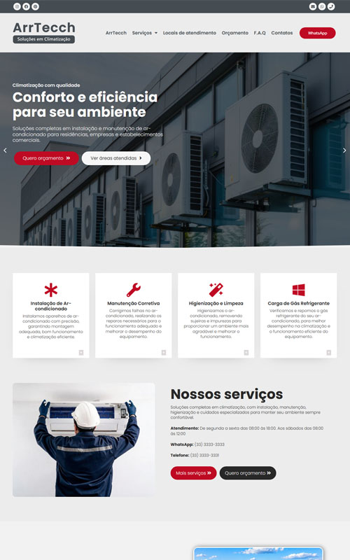 ArrTecch- Site para empresa de instalação e manutenção de ar condicionado