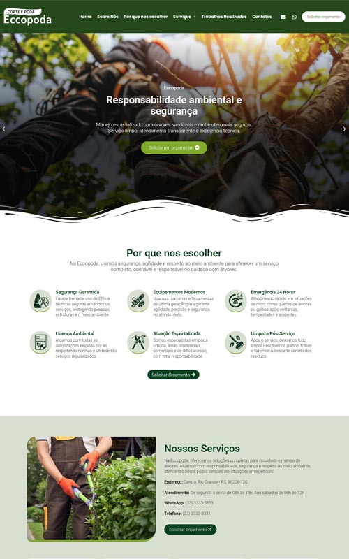 Criação de site para empresa de corte e poda de árvores