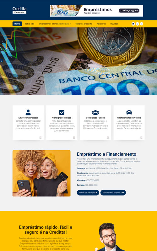 Pagina incial do site Pagina incial do site
