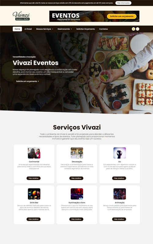 Modelo de Site para empresas de eventos, buffet infantil ou adulto e casa de festas Modelo de Site para empresas de eventos, buffet infantil ou adulto e casa de festas