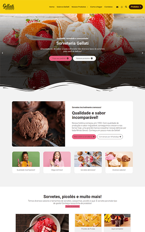 Projeto de site criado para sorveterias Projeto de site criado para sorveterias