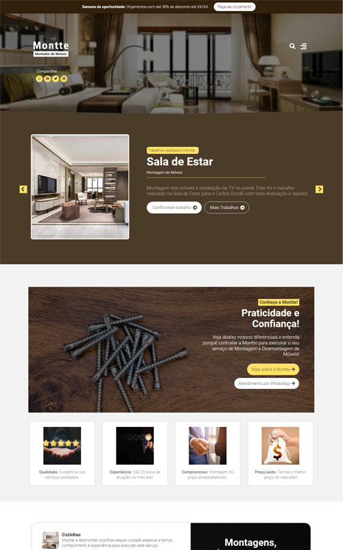 Modelo de Site para montador de móveis, marcenarias, empresas de móveis planejados e marceneiro autônomo Modelo de Site para montador de móveis, marcenarias, empresas de móveis planejados e marceneiro autônomo