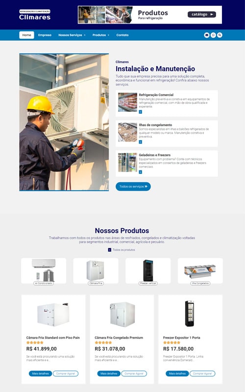 Modelo de Site para empresa de refrigeração e climatização Modelo de Site para empresa de refrigeração e climatização