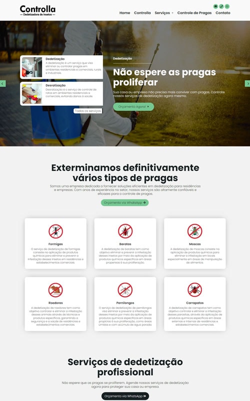 Projeto de site criado para empresas de detetização Projeto de site criado para empresas de detetização