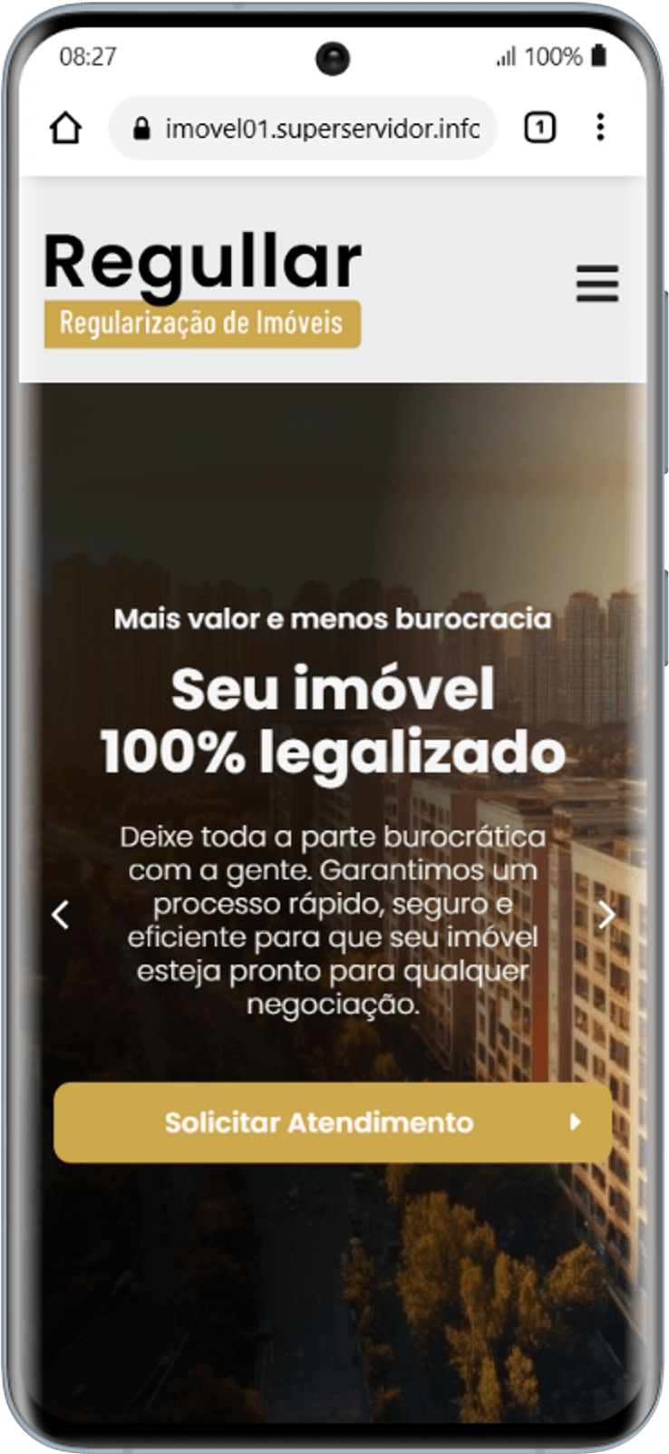Página inicial pelo celular. Visualização perfeita em celulares, tablets e computadores.
