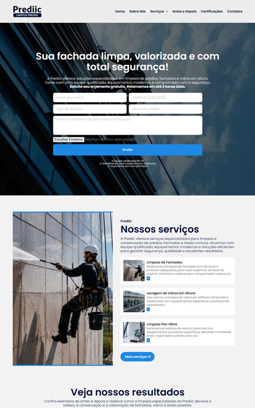 Prediic- Site para empresa de limpeza de prédios e fachadas